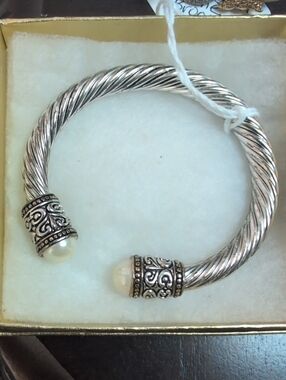 Silver-Tone Twisted Vintage Baroque bangle From The 1990's